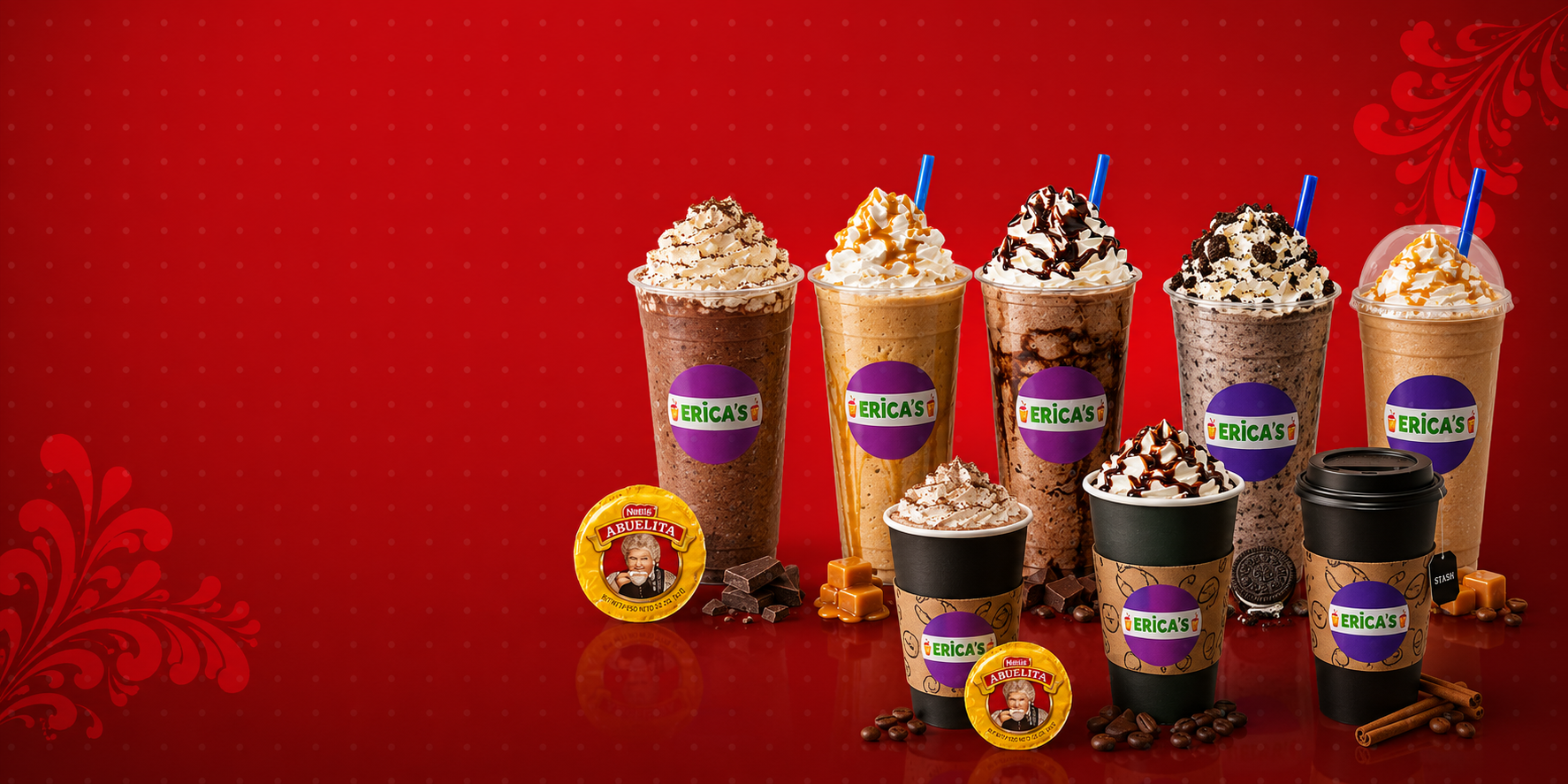Hot and iced coffee drinks